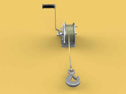 STANDARD MANUAL HAND LEVER CRANK WINCH HOIST WIRE LIFTING CRANE 3D Model