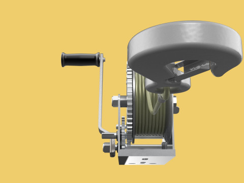 STANDARD MANUAL HAND LEVER CRANK WINCH HOIST WIRE LIFTING CRANE 3D Model