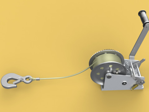 STANDARD MANUAL HAND LEVER CRANK WINCH HOIST WIRE LIFTING CRANE 3D Model