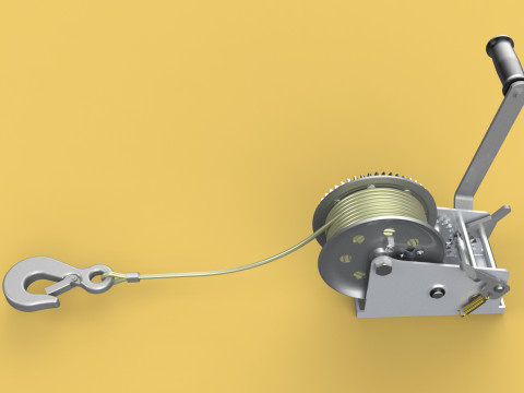 STANDARD MANUAL HAND LEVER CRANK WINCH HOIST WIRE LIFTING CRANE 3D Model