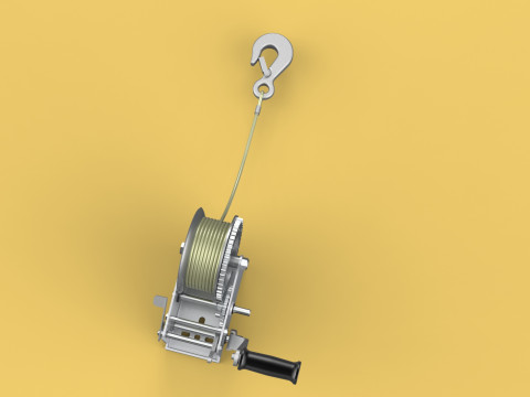 STANDARD MANUAL HAND LEVER CRANK WINCH HOIST WIRE LIFTING CRANE 3D Model