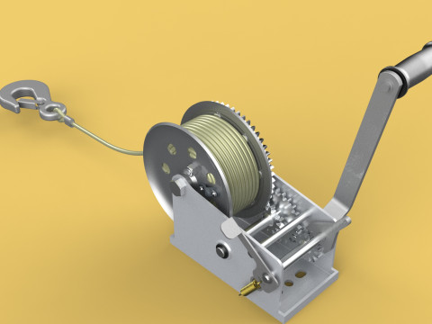 STANDARD MANUAL HAND LEVER CRANK WINCH HOIST WIRE LIFTING CRANE 3D Model