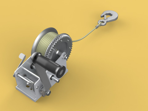 STANDARD MANUAL HAND LEVER CRANK WINCH HOIST WIRE LIFTING CRANE 3D Model