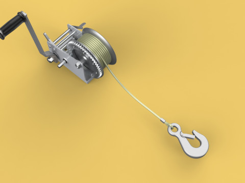 STANDARD MANUAL HAND LEVER CRANK WINCH HOIST WIRE LIFTING CRANE 3D Model