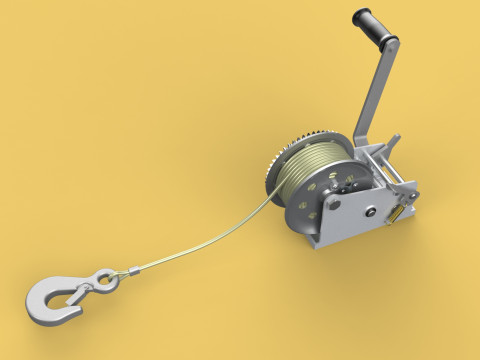 STANDARD MANUAL HAND LEVER CRANK WINCH HOIST WIRE LIFTING CRANE 3D Model