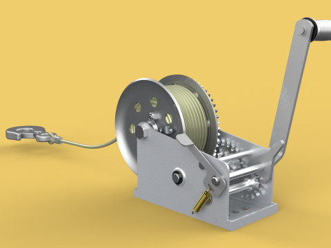 STANDARD MANUAL HAND LEVER CRANK WINCH HOIST WIRE LIFTING CRANE 3D Model