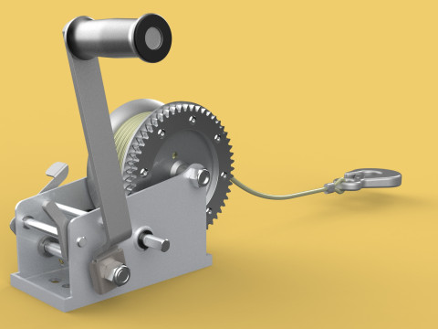 STANDARD MANUAL HAND LEVER CRANK WINCH HOIST WIRE LIFTING CRANE 3D Model