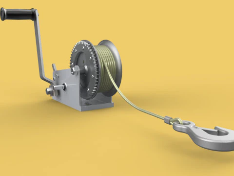 GUINDASTE COM ALAVANCA MANUAL PADR&Atilde;O GUINDASTE DE ELEVA&Ccedil;&Atilde;O DE FIO Modelo 3D