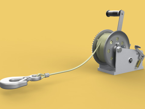 STANDARD MANUAL HAND LEVER CRANK WINCH HOIST WIRE LIFTING CRANE 3D Model