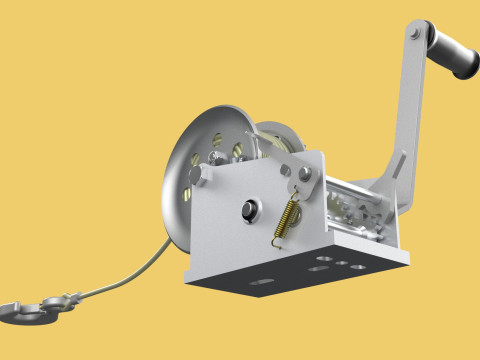 STANDARD MANUAL HAND LEVER CRANK WINCH HOIST WIRE LIFTING CRANE 3D Model