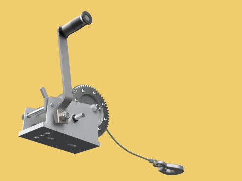 STANDARD MANUAL HAND LEVER CRANK WINCH HOIST WIRE LIFTING CRANE 3D Model