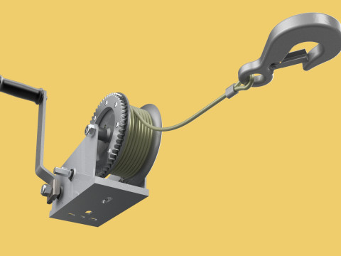 STANDARD MANUAL HAND LEVER CRANK WINCH HOIST WIRE LIFTING CRANE 3D Model