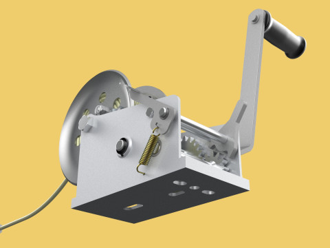 STANDARD MANUAL HAND LEVER CRANK WINCH HOIST WIRE LIFTING CRANE 3D Model
