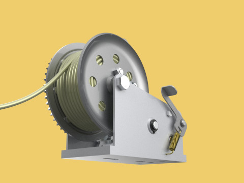 STANDARD MANUAL HAND LEVER CRANK WINCH HOIST WIRE LIFTING CRANE 3D Model