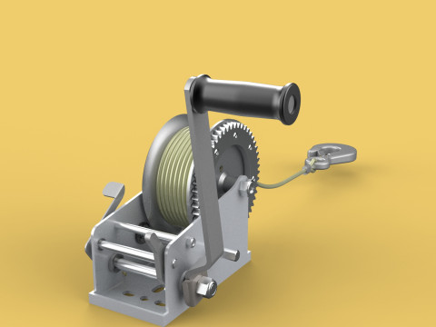 STANDARD MANUAL HAND LEVER CRANK WINCH HOIST WIRE LIFTING CRANE 3D Model