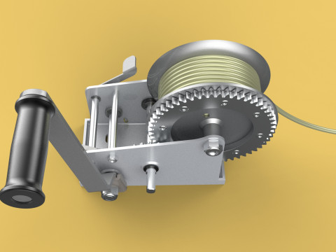 STANDARD MANUAL HAND LEVER CRANK WINCH HOIST WIRE LIFTING CRANE 3D Model