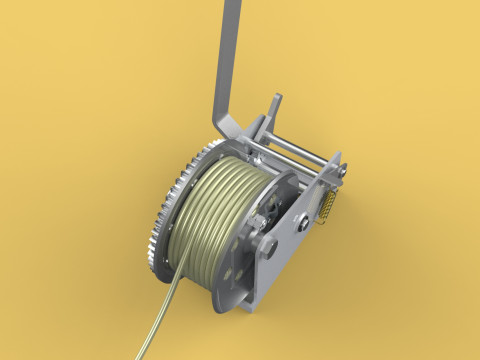 STANDARD MANUAL HAND LEVER CRANK WINCH HOIST WIRE LIFTING CRANE 3D Model