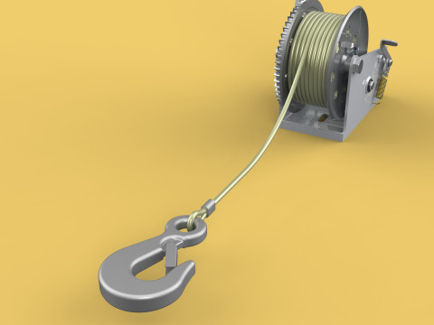 STANDARD MANUAL HAND LEVER CRANK WINCH HOIST WIRE LIFTING CRANE 3D Model