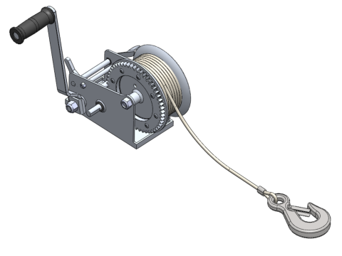 STANDARD MANUAL HAND LEVER CRANK WINCH HOIST WIRE LIFTING CRANE 3D Model