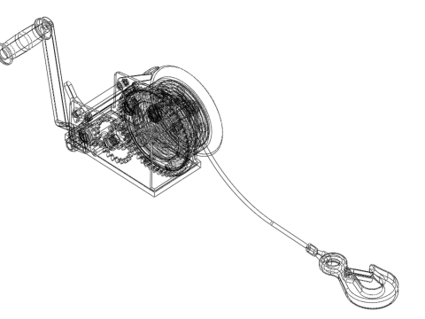 STANDARD MANUAL HAND LEVER CRANK WINCH HOIST WIRE LIFTING CRANE 3D Model