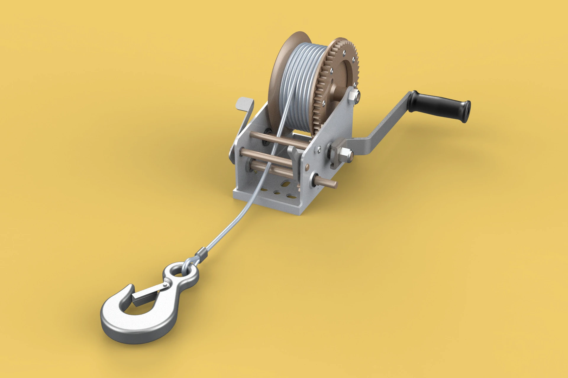 MANUAL ROTARY HAND CRANK WINCH HOIST WIRE ROPE SLING LIFT CRANE 3D Model .c4d .max .obj .3ds .fbx .stl .blend 