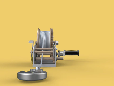 MANUAL ROTARY HAND CRANK WINCH HOIST WIRE ROPE SLING LIFT CRANE 3D Model