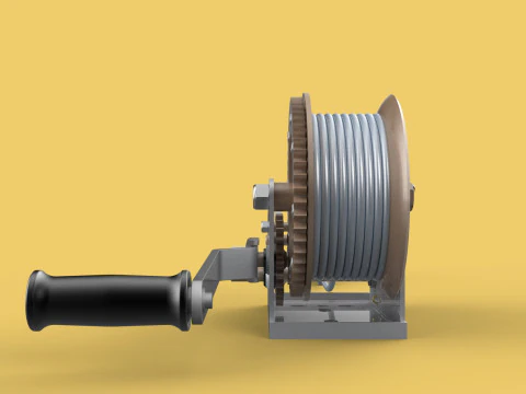 MANUAL ROTARY HAND CRANK WINCH HOIST WIRE ROPE SLING LIFT CRANE 3D Model