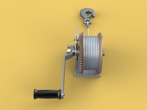 MANUAL ROTARY HAND CRANK WINCH HOIST WIRE ROPE SLING LIFT CRANE 3D Модель
