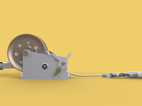 MANUAL ROTARY HAND CRANK WINCH HOIST WIRE ROPE SLING LIFT CRANE 3D Model