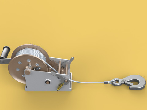 MANUAL ROTARY HAND CRANK WINCH HOIST WIRE ROPE SLING LIFT CRANE 3D Модель