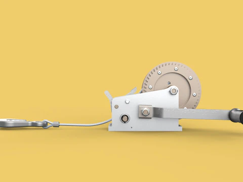 MANUAL ROTARY HAND CRANK WINCH HOIST WIRE ROPE SLING LIFT CRANE 3D Model
