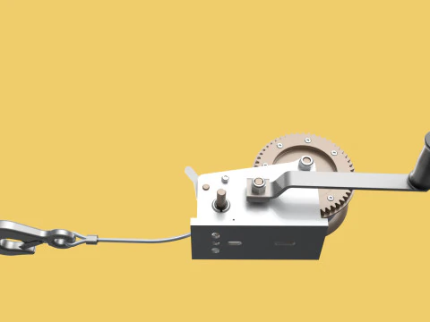 MANUAL ROTARY HAND CRANK WINCH HOIST WIRE ROPE SLING LIFT CRANE 3D Model