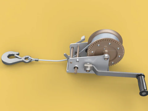 MANUAL ROTARY HAND CRANK WINCH HOIST WIRE ROPE SLING LIFT CRANE 3D Model