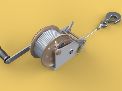 MANUAL ROTARY HAND CRANK WINCH HOIST WIRE ROPE SLING LIFT CRANE 3D Модель
