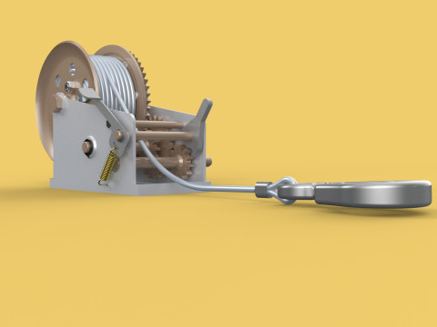 MANUAL ROTARY HAND CRANK WINCH HOIST WIRE ROPE SLING LIFT CRANE 3D Модель