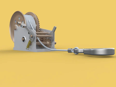 MANUAL ROTARY HAND CRANK WINCH HOIST WIRE ROPE SLING LIFT CRANE 3D Model
