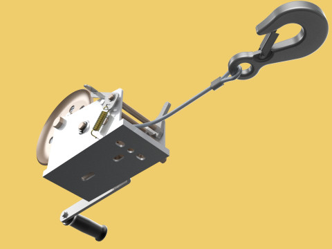 MANUAL ROTARY HAND CRANK WINCH HOIST WIRE ROPE SLING LIFT CRANE 3D Модель