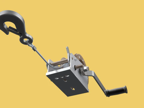MANUAL ROTARY HAND CRANK WINCH HOIST WIRE ROPE SLING LIFT CRANE 3D Model