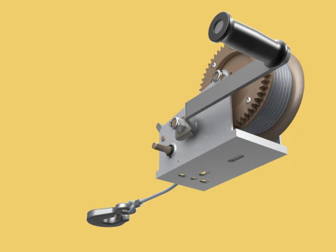 MANUAL ROTARY HAND CRANK WINCH HOIST WIRE ROPE SLING LIFT CRANE 3D Model