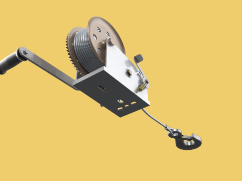 MANUAL ROTARY HAND CRANK WINCH HOIST WIRE ROPE SLING LIFT CRANE 3D Модель