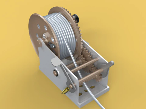 MANUAL ROTARY HAND CRANK WINCH HOIST WIRE ROPE SLING LIFT CRANE 3D Model