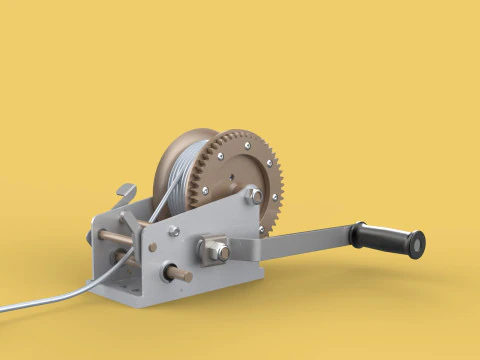 MANUAL ROTARY HAND CRANK WINCH HOIST WIRE ROPE SLING LIFT CRANE 3D Model