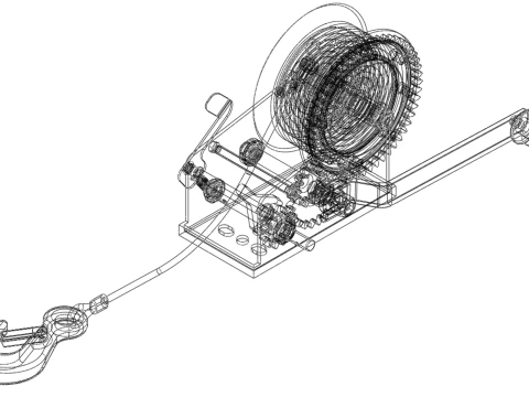 MANUAL ROTARY HAND CRANK WINCH HOIST WIRE ROPE SLING LIFT CRANE 3D Model