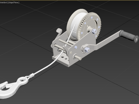 MANUAL ROTARY HAND CRANK WINCH HOIST WIRE ROPE SLING LIFT CRANE 3D Модель