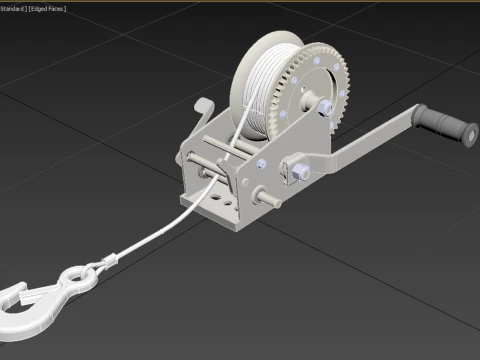 MANUAL ROTARY HAND CRANK WINCH HOIST WIRE ROPE SLING LIFT CRANE 3D Model
