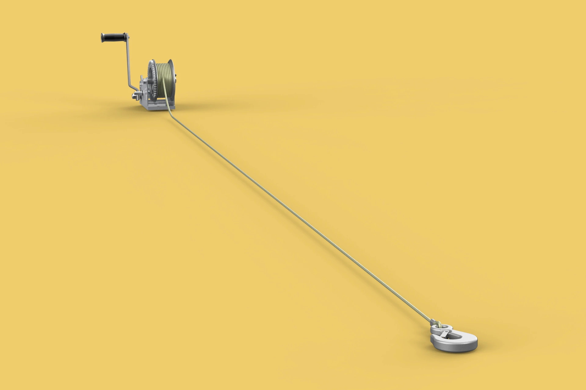 HEAVY DUTY HAND LEVER CRANK WINCH LONG STEEL CABLE ROPE SLING 3D Model .c4d .max .obj .3ds .fbx .stl .blend 