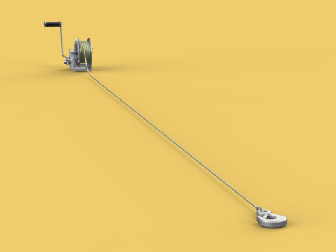 HEAVY DUTY HAND LEVER CRANK WINCH LONG STEEL CABLE ROPE SLING 3Dモデル