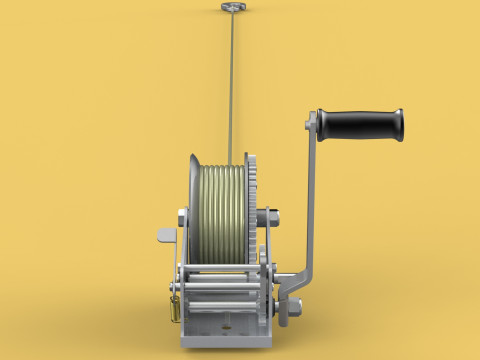 HEAVY DUTY HAND LEVER CRANK WINCH LONG STEEL CABLE ROPE SLING 3D Model