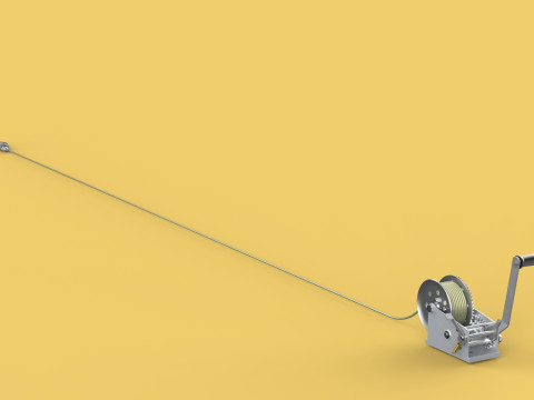 HEAVY DUTY HAND LEVER CRANK WINCH LONG STEEL CABLE ROPE SLING 3D Model