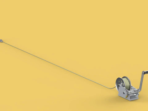 HEAVY DUTY HAND LEVER CRANK WINCH LONG STEEL CABLE ROPE SLING 3D Model